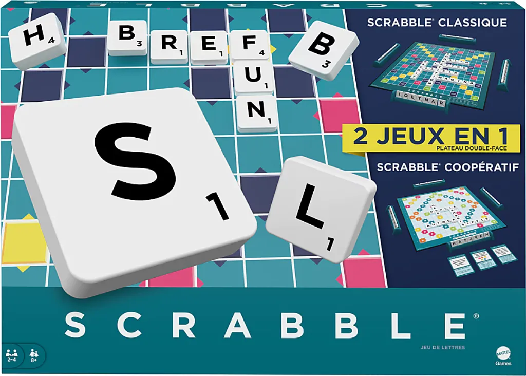 attel Games - Scrabble®-Jeu de société familial classique avec 2 modes de jeu HWD44